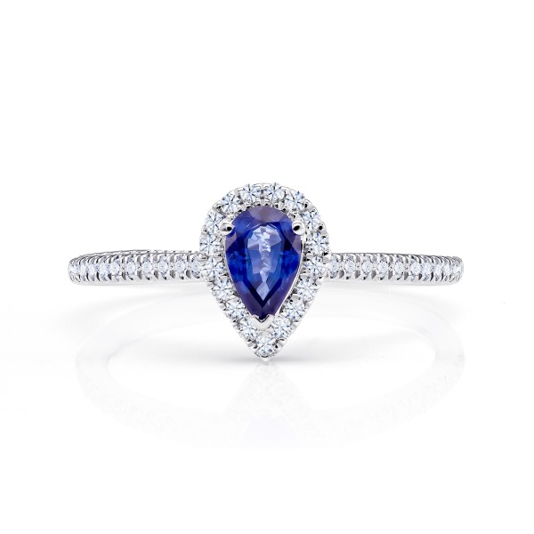Anillo Blue Dal zafiro perilla y orla de brillantes SR138