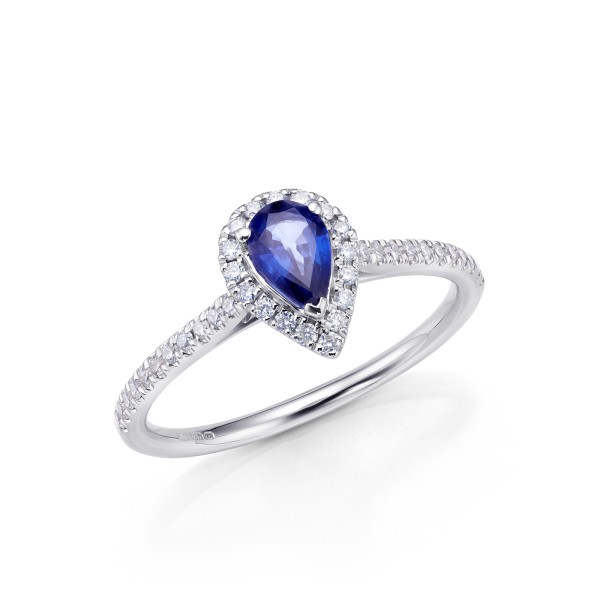 Anillo Blue Dal zafiro perilla y orla de brillantes SR138-2