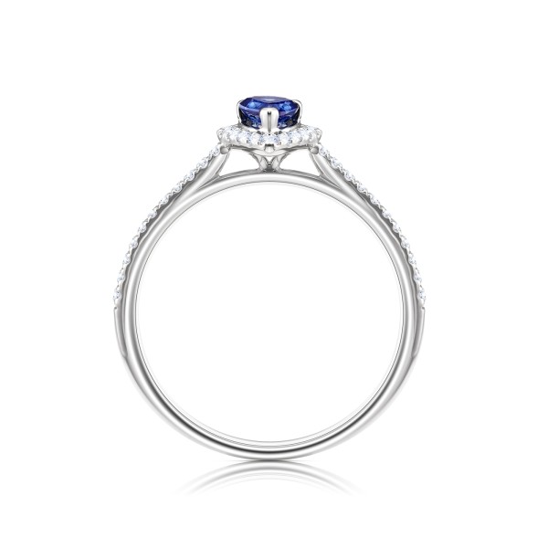 Anillo Blue Dal zafiro perilla y orla de brillantes SR138-3