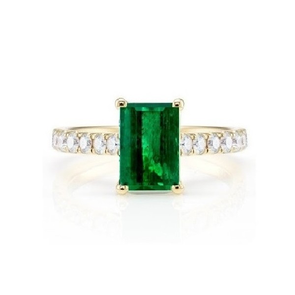 anillo esmeralda colombiana con brillantes oro amarillo sphk34