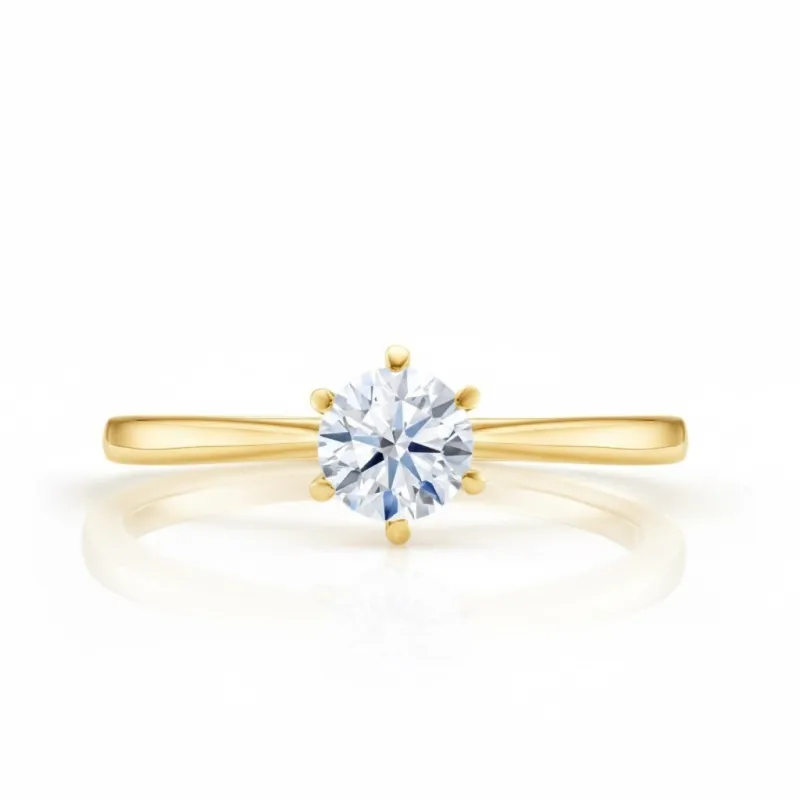 Anillo solitario clásico oro amarillo y Brillante engastado con seis garras SR14 OA