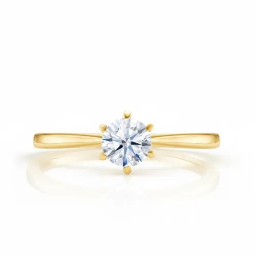 Anillo solitario clásico oro amarillo y Brillante engastado con seis garras SR14 OA