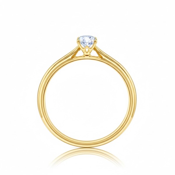 Anillo "Golden Solitaire" con Diamante Oval y oro amarillo18k