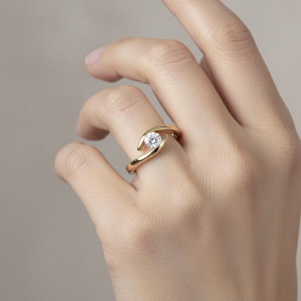 Sortija Oro " Hikari Amarillo" con Brillante certificado