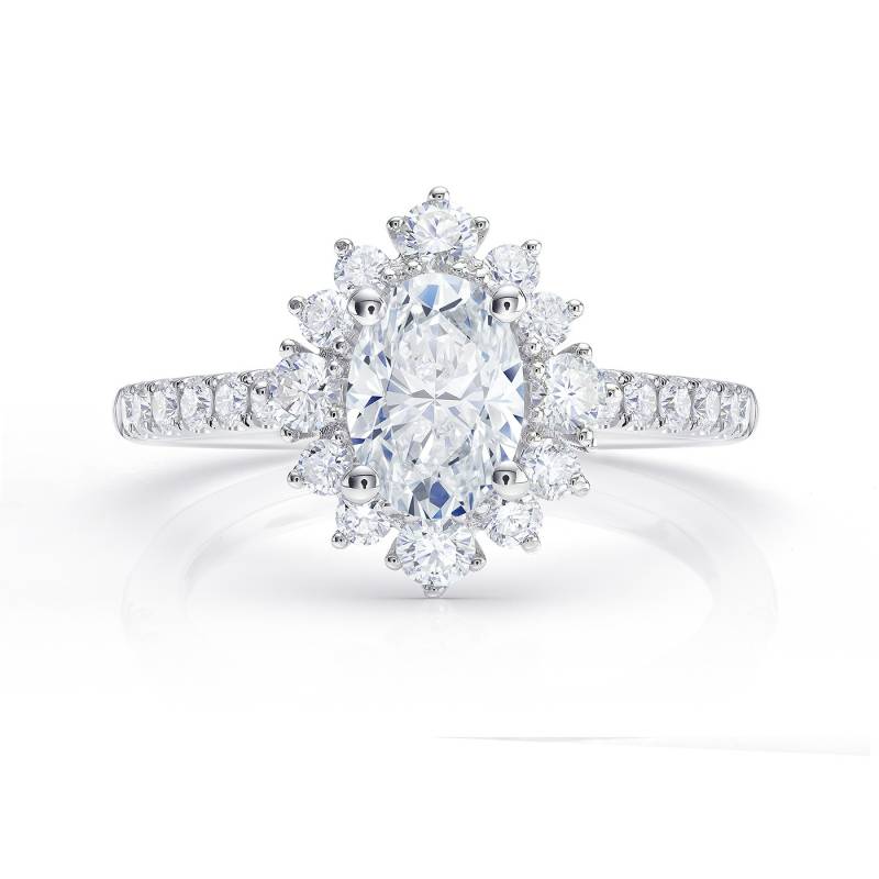 Anillo Diamante Oval con Orla "Imperial" de Brillantes en oro blanco 18k SPHK 41