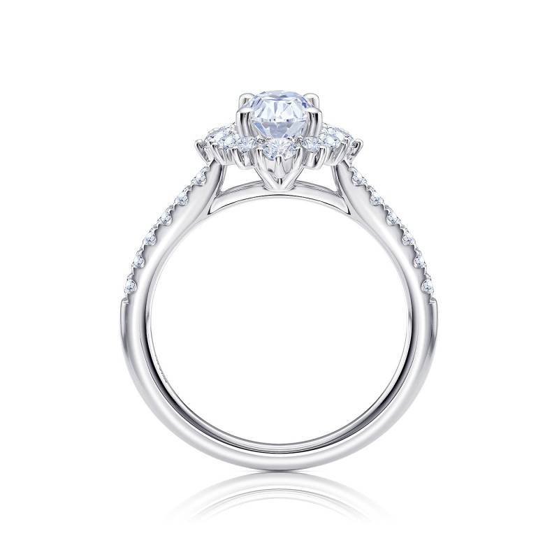 Anillo Diamante Oval con Orla "Imperial" de Brillantes en oro blanco 18k SPHK 41