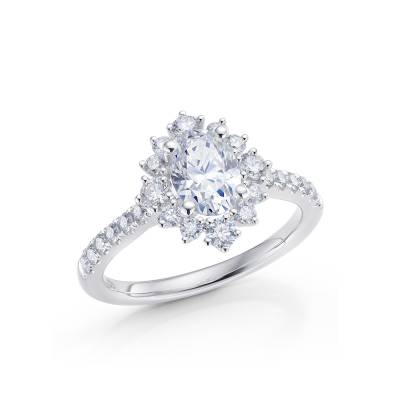 Anillo Diamante Oval con Orla "Imperial" de Brillantes en oro blanco 18k SPHK 41