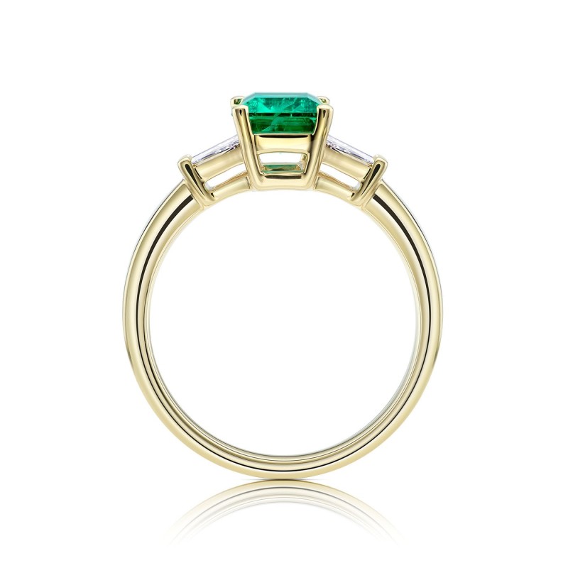 Anillo Esmeralda y Diamantes Baguette oro 18K