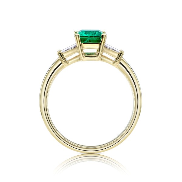 Anillo con Esmeralda y diamantes Baguettes 2