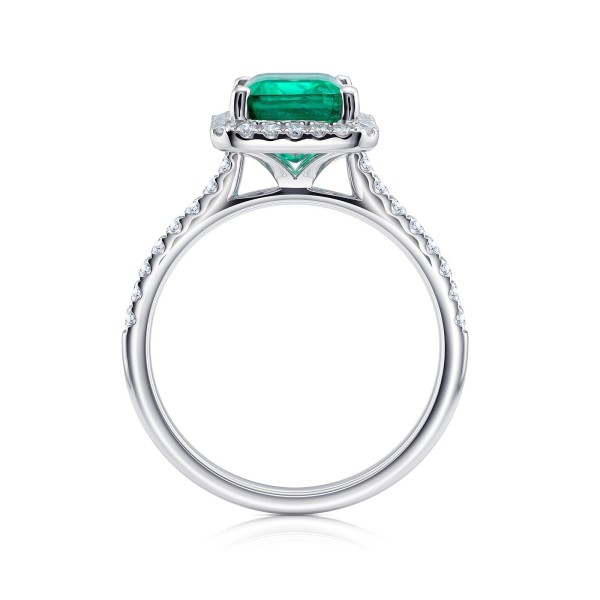 Sortija Esmeralda y Brillantes en oro blanco 18k. Una joya exclusiva