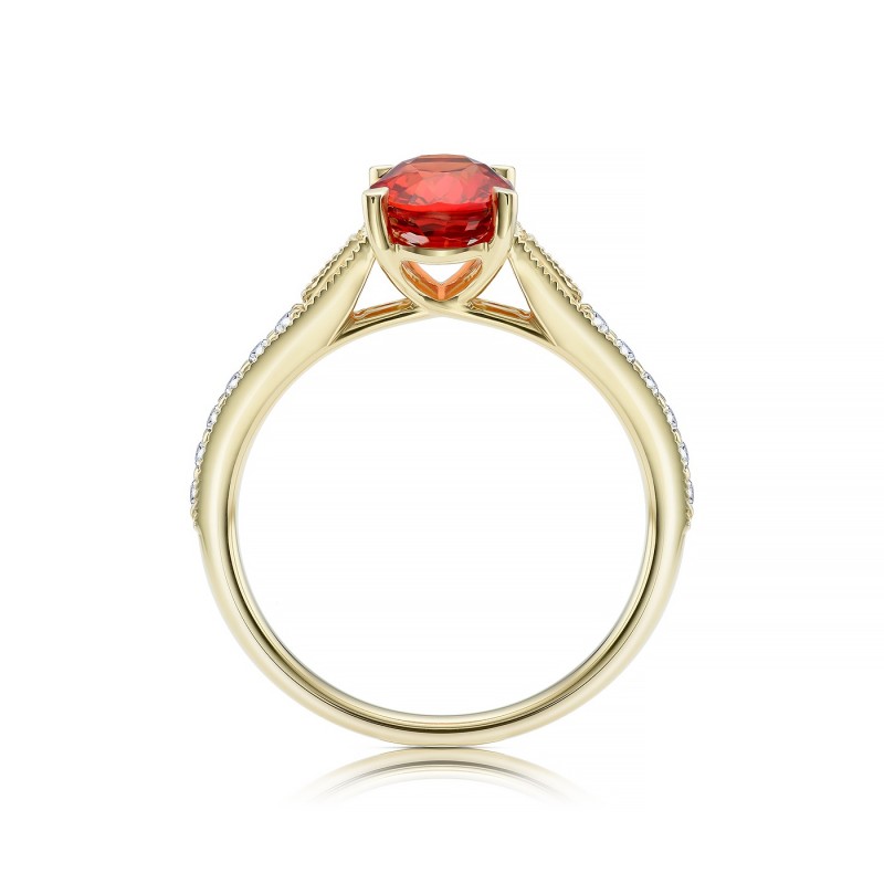 Anillo Zafiro Naranja y diamantes estilo Vintage