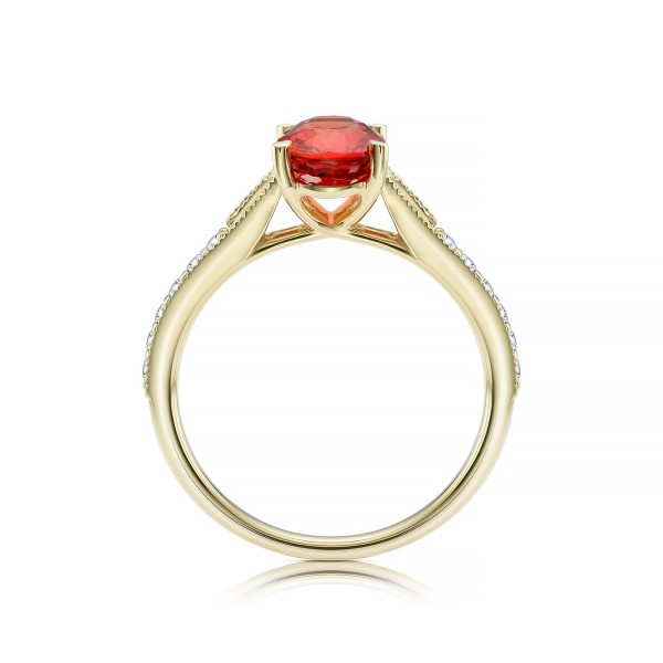 Anillo Zafiro Naranja y diamantes estilo Vintage