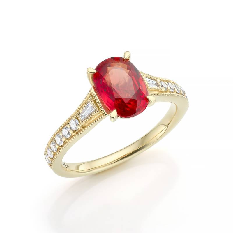 anillo zafiro naraja oro amarillo