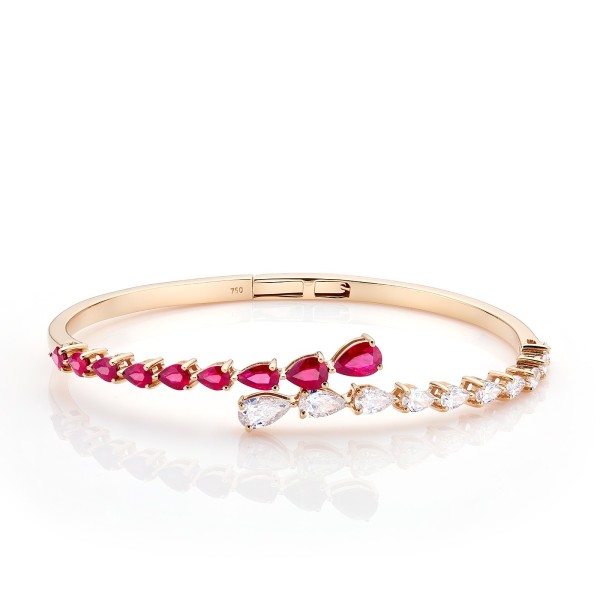 Elegante pulsera de Rubis y diamantes perilla