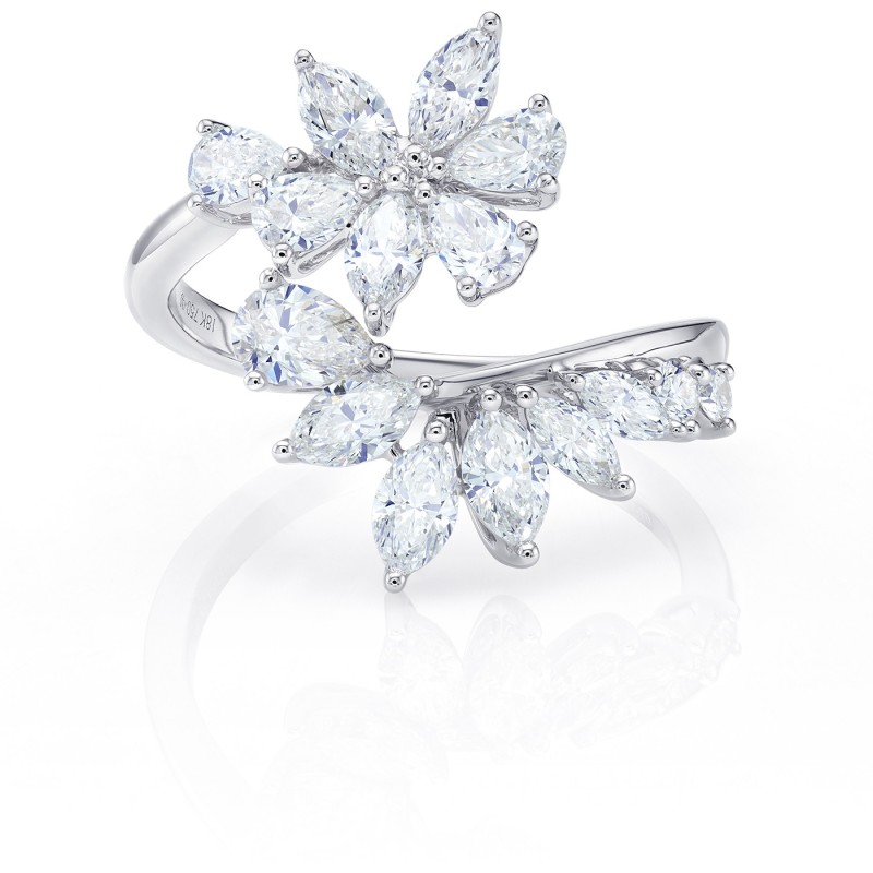 Sortija " Flowers" diamantes talla Fantasía