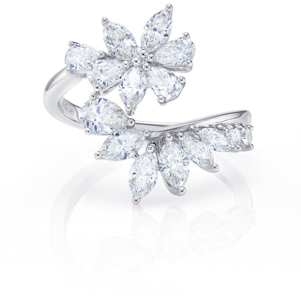 Sortija " Flowers" diamantes talla Fantasía