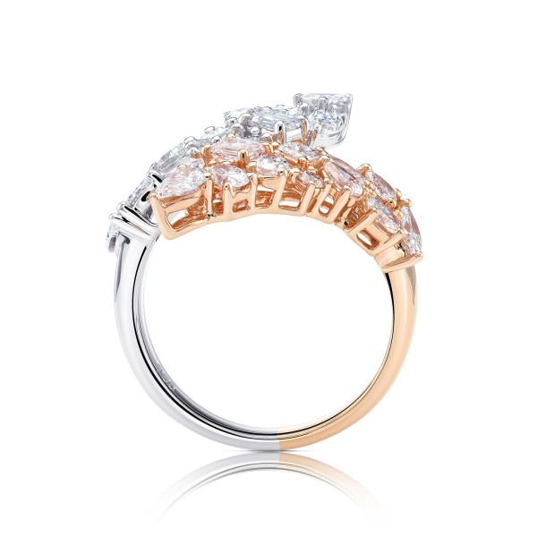 Anillo de estilo "Tú y Yo"  Oro bicolor con Diamantes talla Fantasía