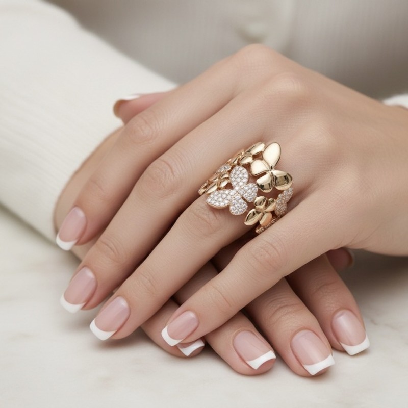 Anillo "Rose Butterfly" oro rosa 18k y diamantes