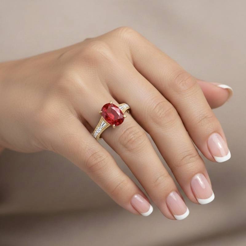 Anillo zafiro naranja