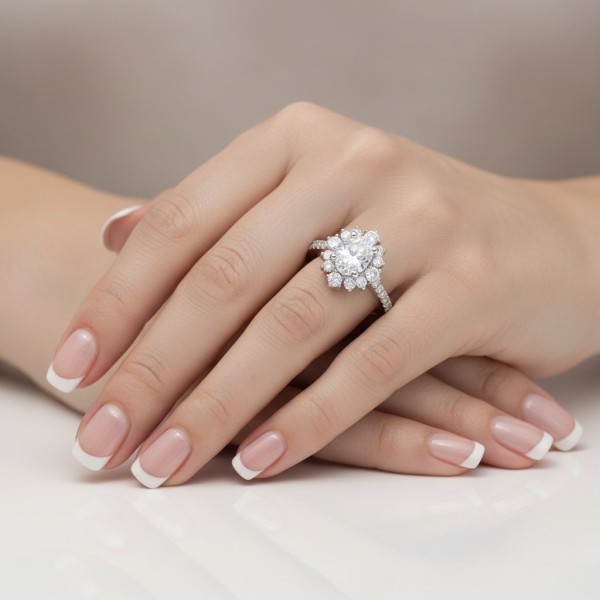 Anillo Oval con orla imperial de brillantes