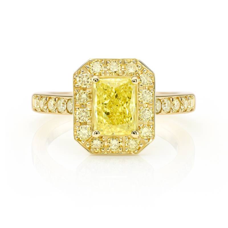 Anillo Diamantes Amarillos naturales Oro 18k