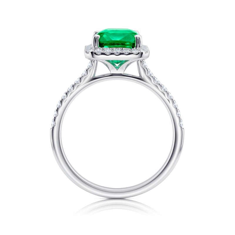Anillo Esmeralda octogonal halo brillantes