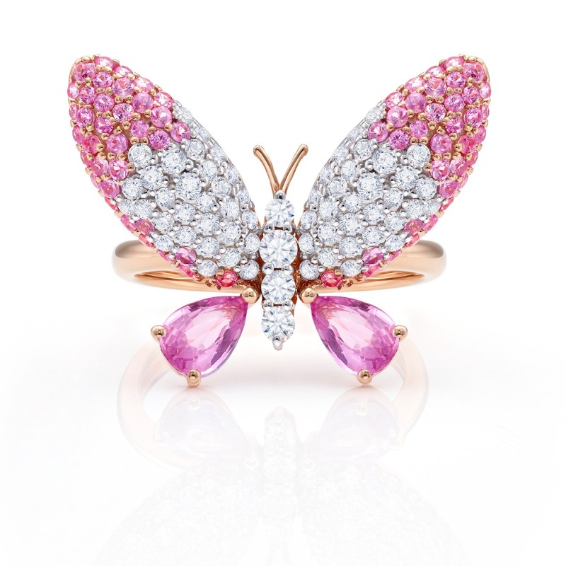 "Pink Farfalle" Zafiros rosas y Brillantes, una joya especial de Jorge Juan Joyeros