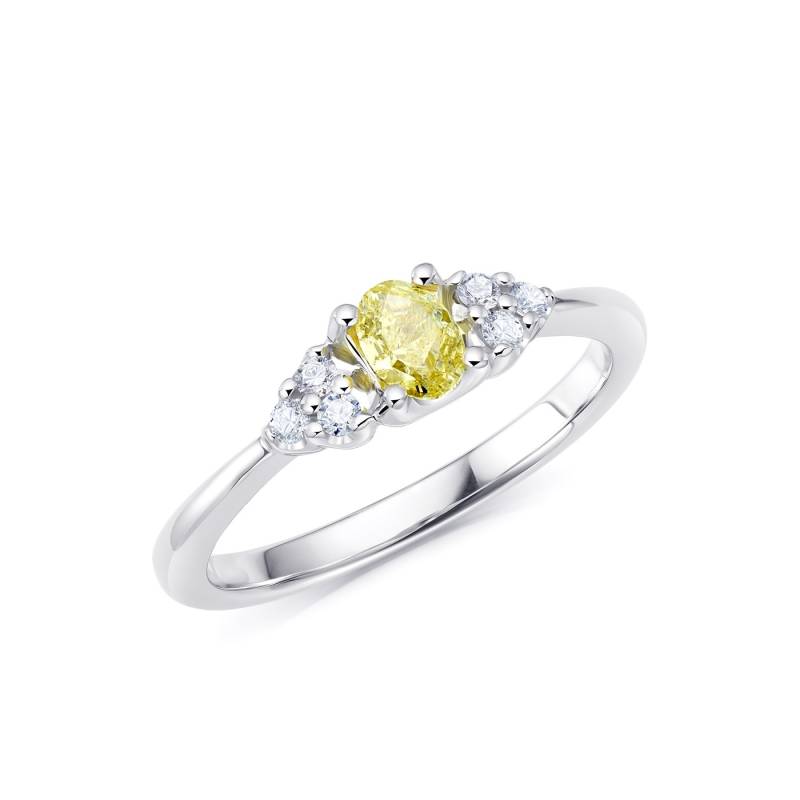 "Fancy Orangy" Diamante natural amarillo con Brillantes en oro 18K