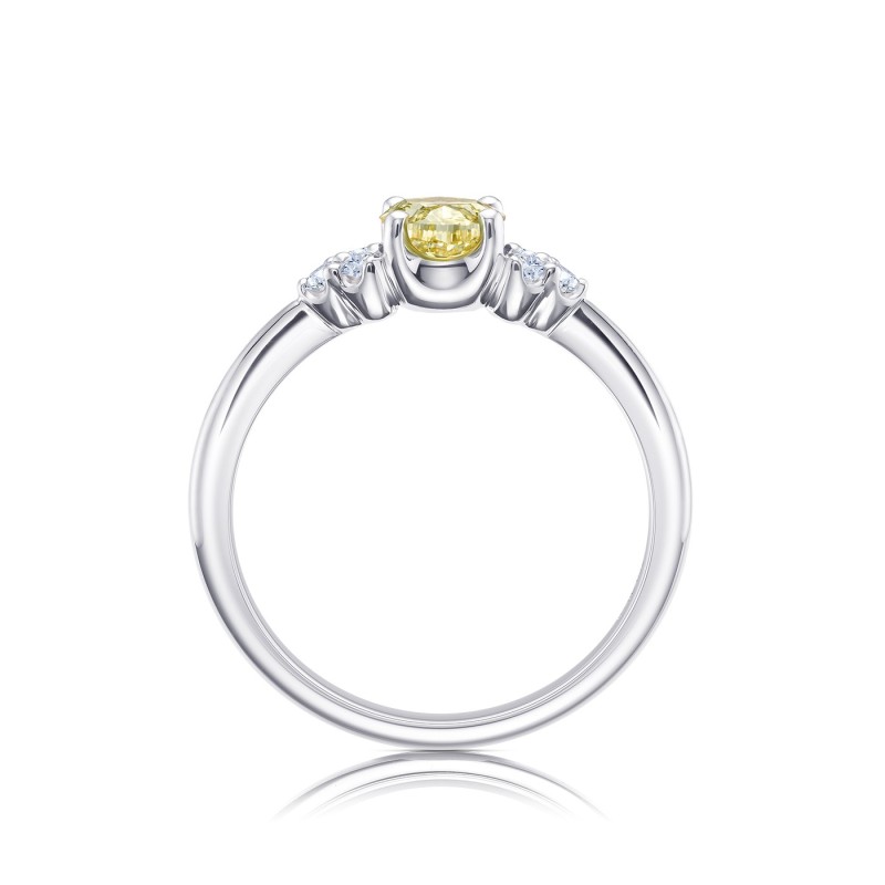 "Fancy Orangy" Diamante natural amarillo con Brillantes en oro 18K