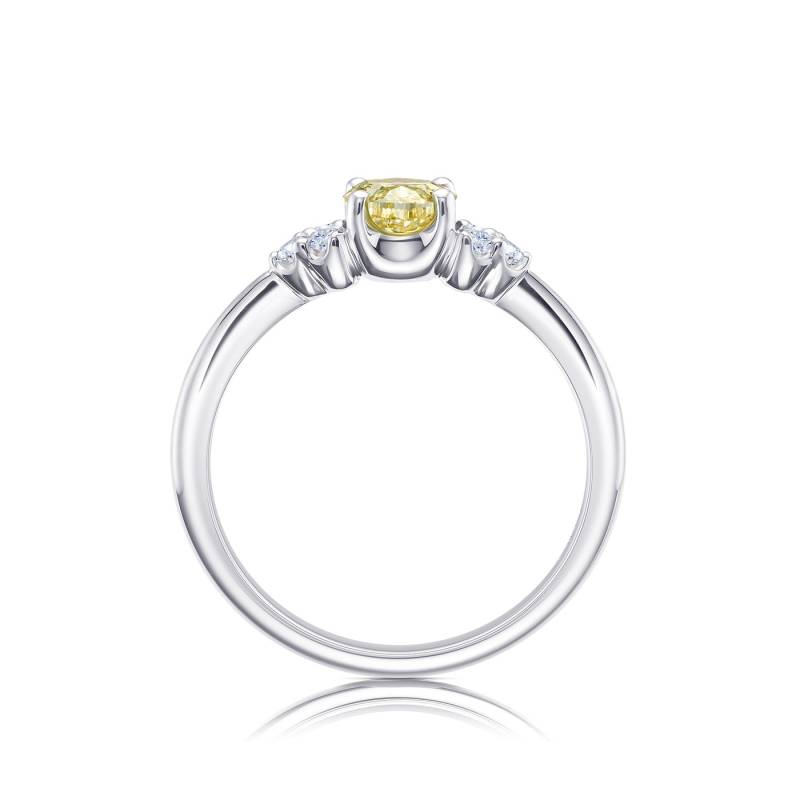 "Fancy Orangy" Diamante natural amarillo con Brillantes en oro 18K