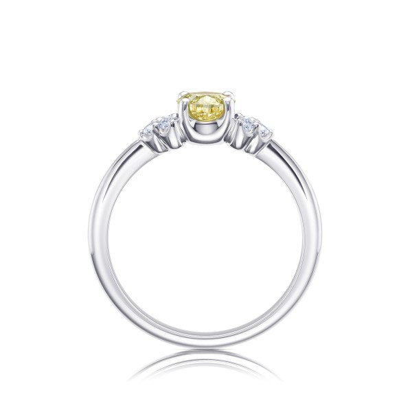 "Fancy Orangy" Diamante natural amarillo con Brillantes en oro 18K