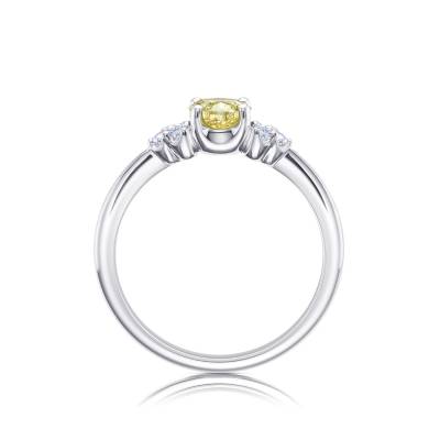 "Fancy Orangy" Diamante natural amarillo con Brillantes en oro 18K