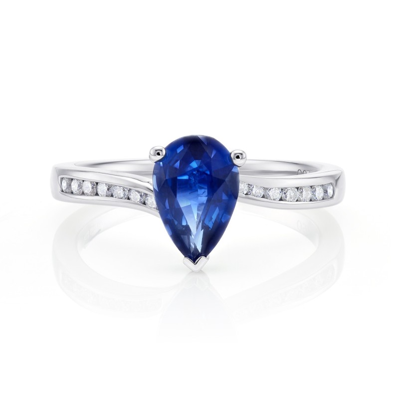Anillo Zafiro Talla Perilla y Brillantes "Blue Drop Nashira" de Jorge Juan Joyeros.