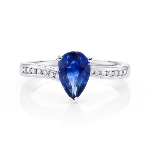 Anillo Zafiro Talla Perilla y Brillantes "Blue Drop Nashira" de Jorge Juan Joyeros.