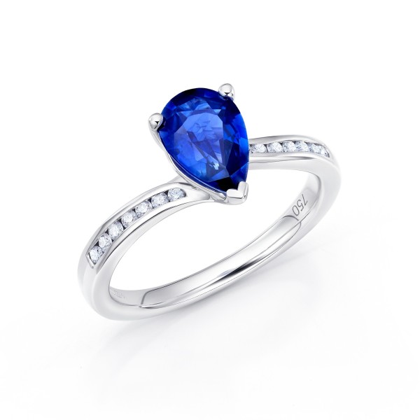 Anillo Zafiro Talla Perilla y Brillantes "Blue Drop Nashira" de Jorge Juan Joyeros. 2