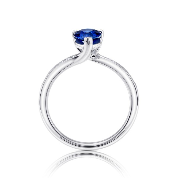 Anillo Zafiro Talla Perilla y Brillantes "Blue Drop Nashira"