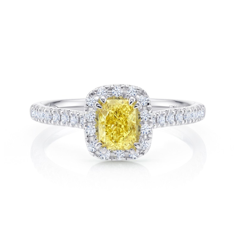 Anillo Fancy Yellow Cushion "Kyoto Style" certificado GIA