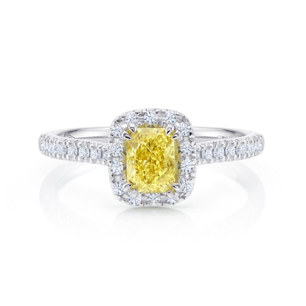 Anillo Fancy Yellow Cushion "Kyoto Style" certificado GIA