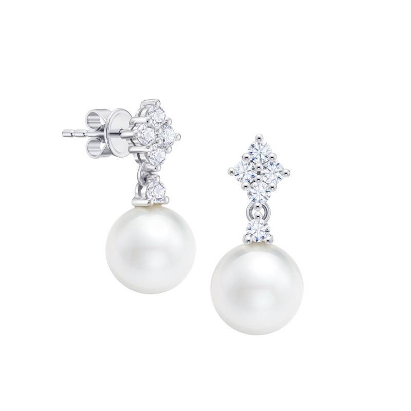 Pendientes Oro blanco brillantes Perlas