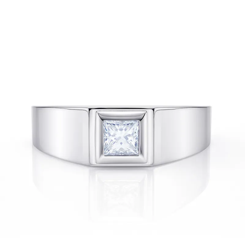 Anillo Solitario Unisex diamante Princesa