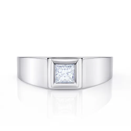 Anillo de oro blanco 18K con diamante cuadrado talla princesa de 0.50 cts