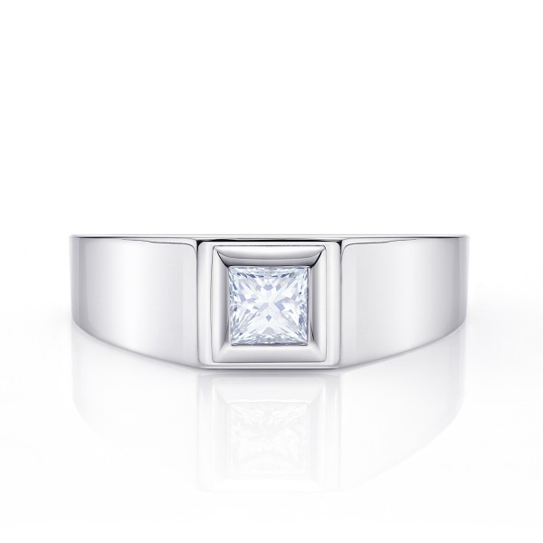 Anillo Solitario Unisex diamante Princesa