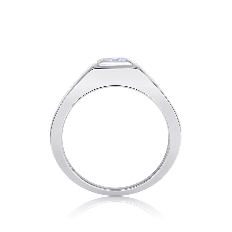 anillo hombre oro blanco diamante