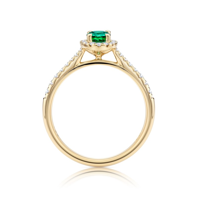 anillo orla brillantes esmeralda