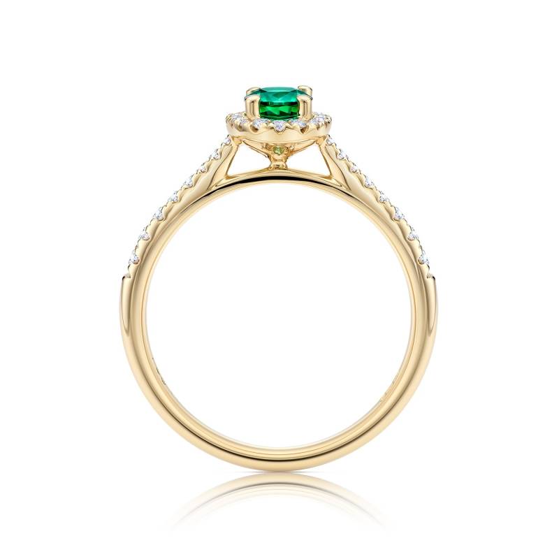 anillo frontal oro amarillo esmeralda