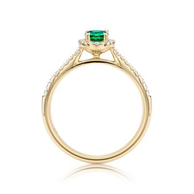 anillo frontal oro amarillo esmeralda