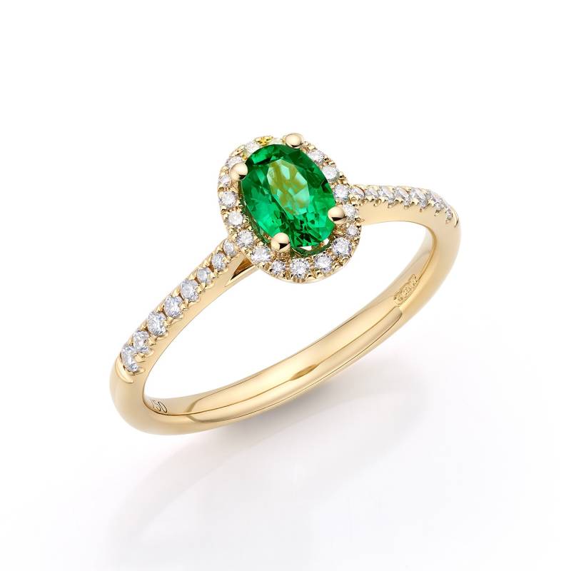 anillo inclinado oro amarillo esmeralda zambia