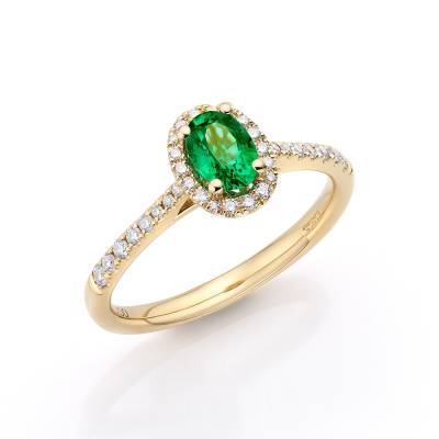 anillo inclinado oro amarillo esmeralda zambia