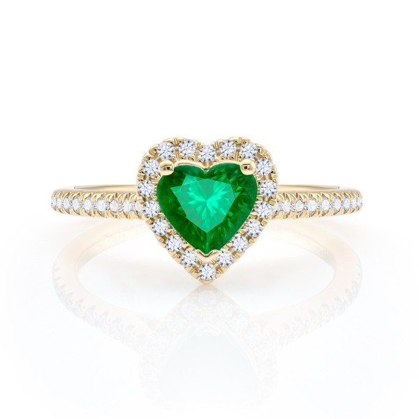anillo esmeralda clásico con talla corazón