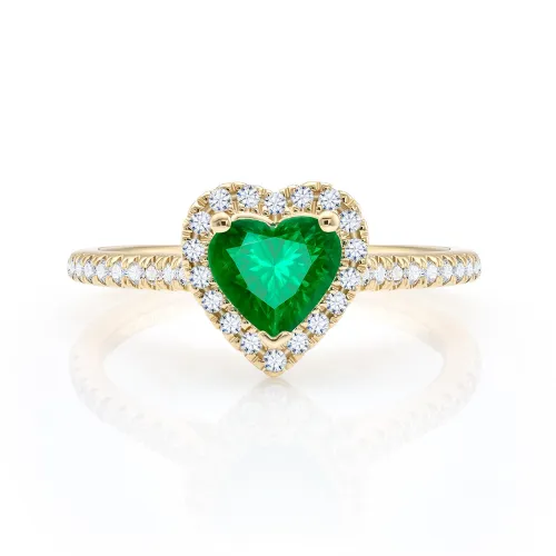 anillo de esmeralda talla corazón y diamantes